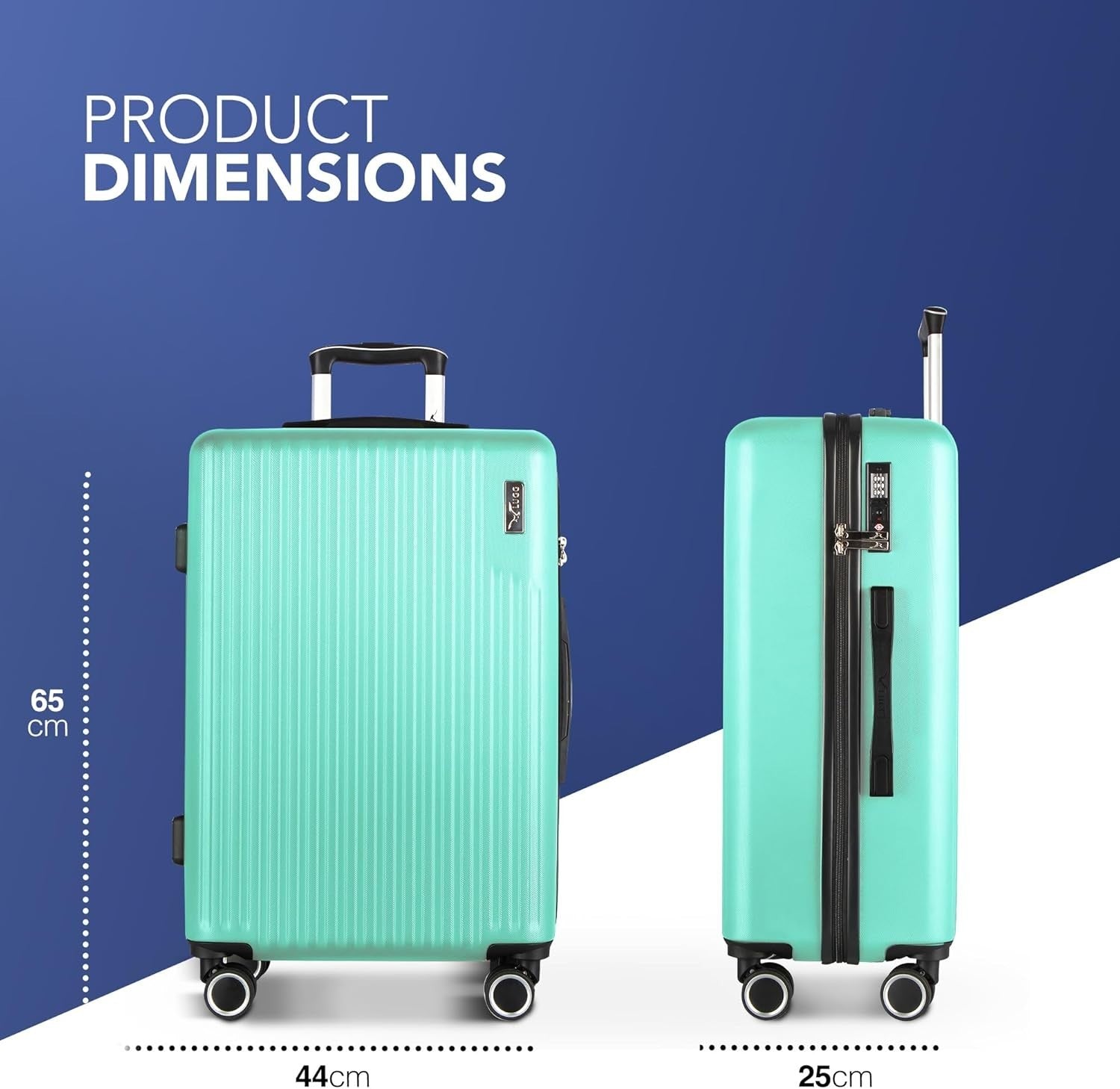 24in Medium Hold Suitcase ABS Hard Shell TSA Indent Lock 360 Spinner