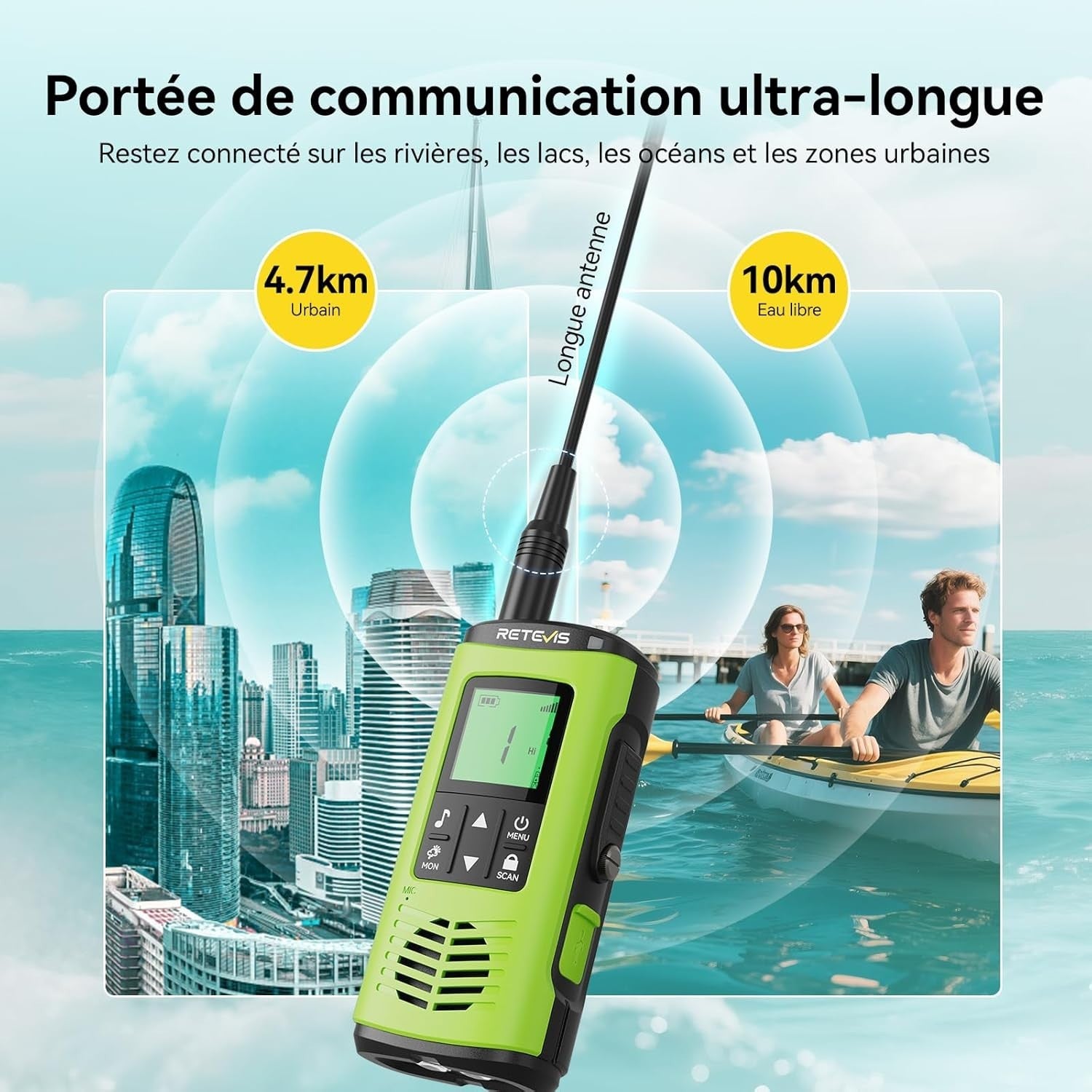IP68 Waterproof Floating Walkie Talkies Rechargeable SOS Long Range Radio