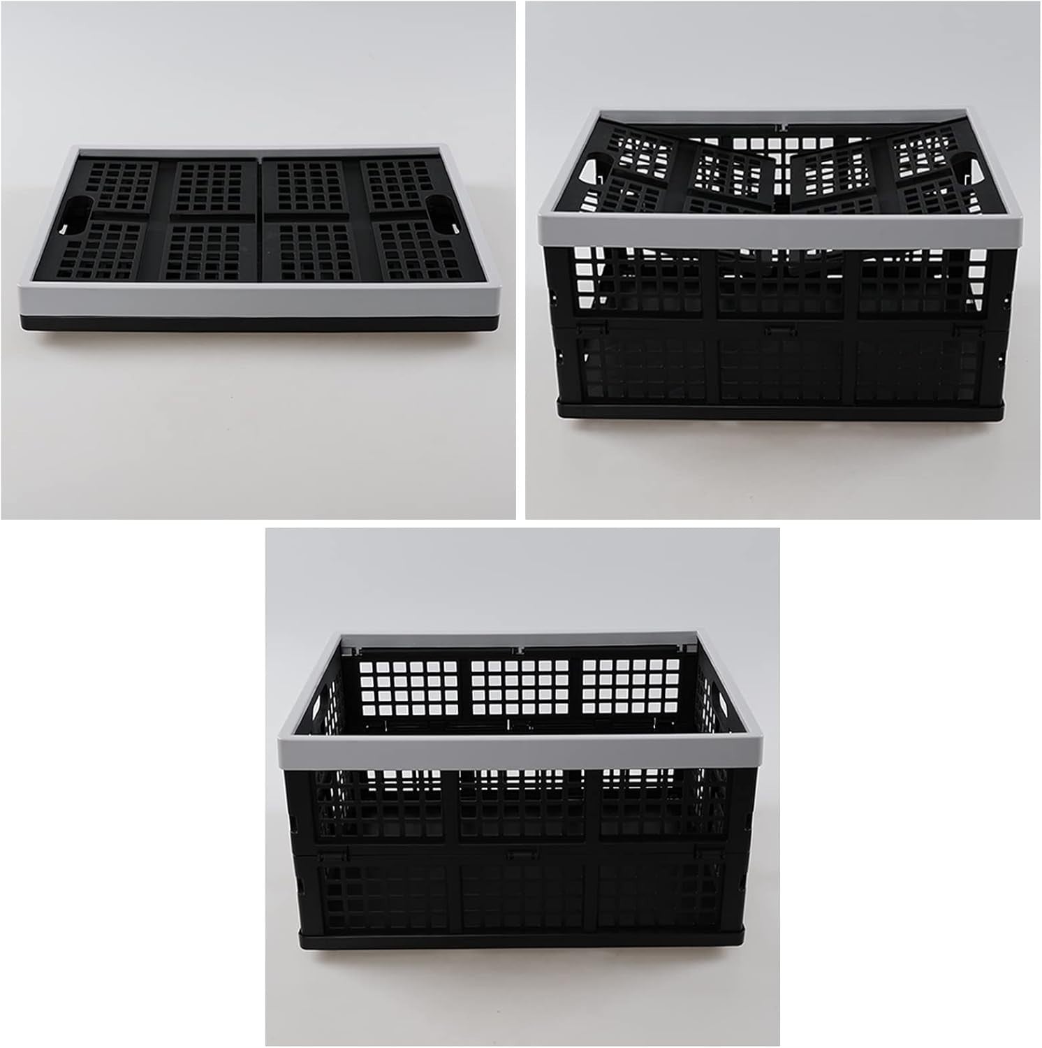 4 Pack 30L Foldable Storage Crates Collapsible Plastic Boxes