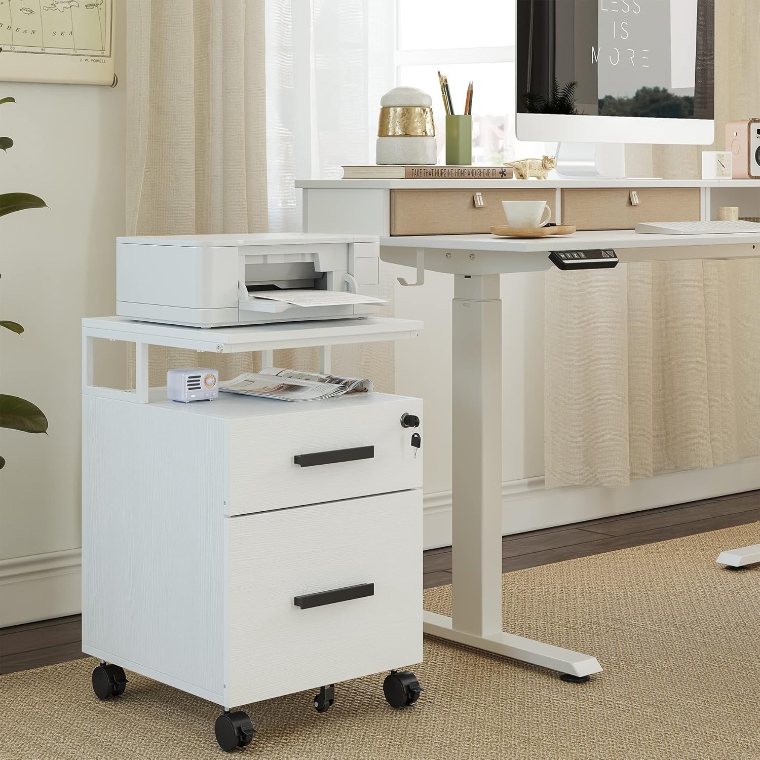 Locking Rolling File Cabinet 2 Drawer Under Desk A4 Legal Storage