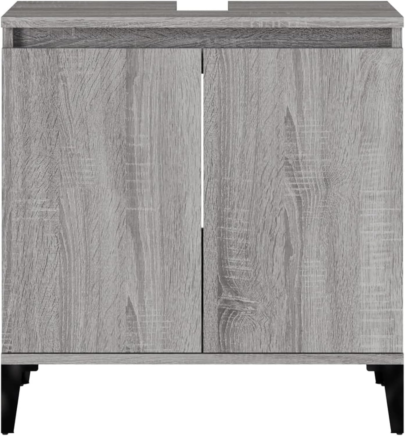 Grey Sonoma Bathroom Sink Cabinet | Modern Under Sink Storage 58x33x60cm