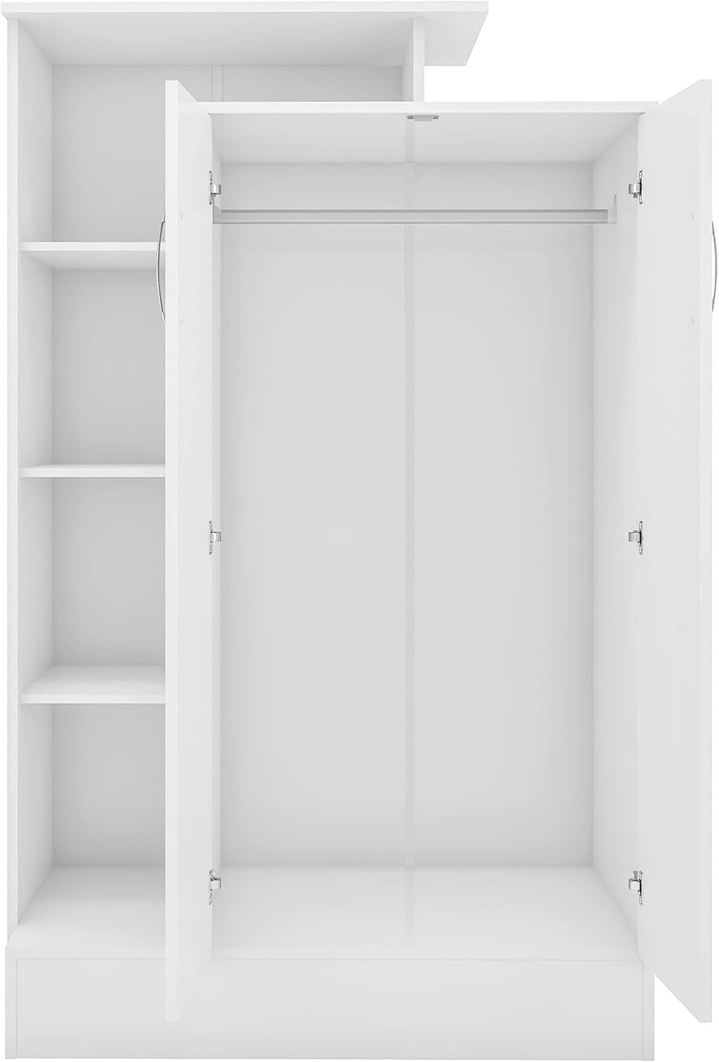 White Gloss Open Shelf Wardrobe 2 Doors Storage Cabinet Bedroom Unit