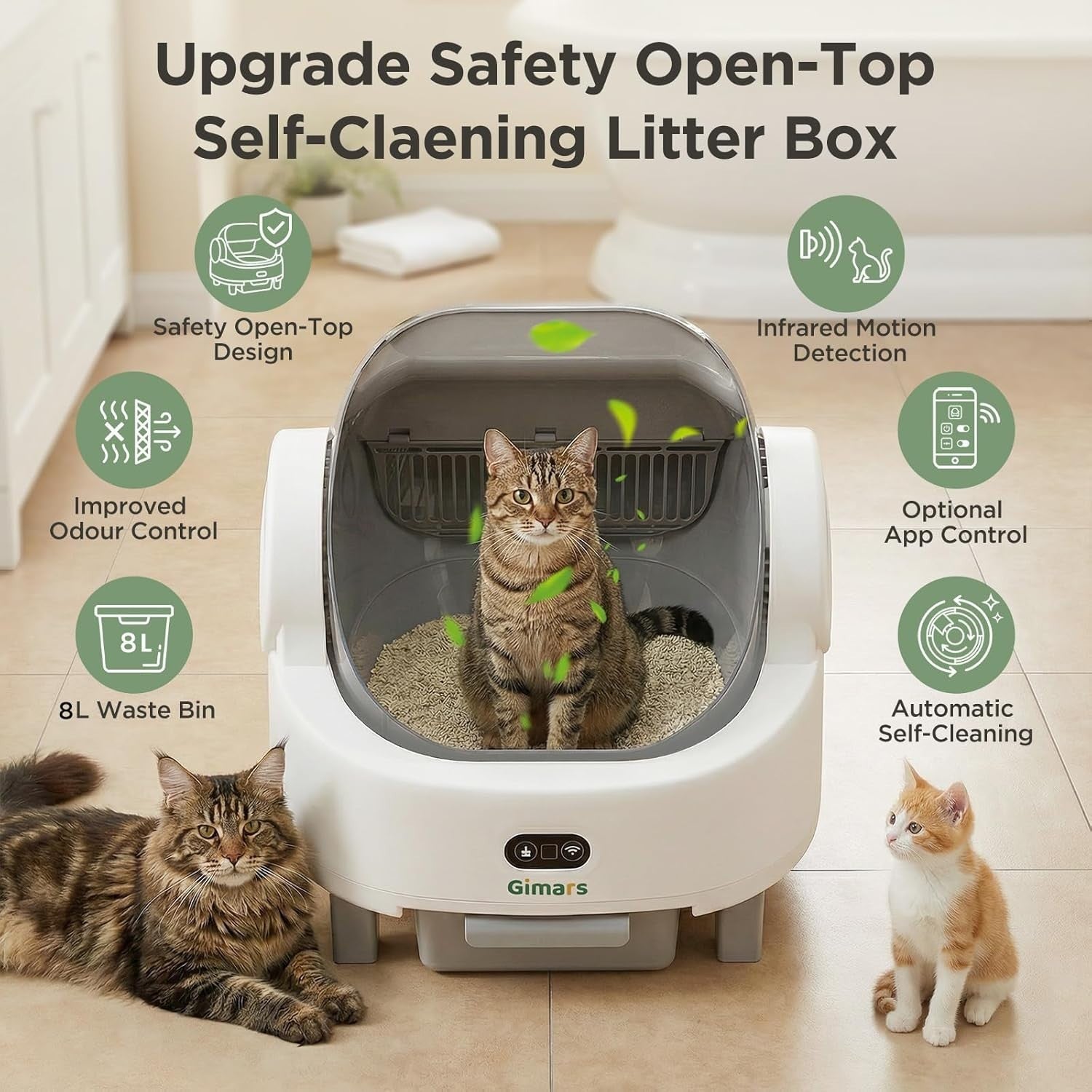 Self Cleaning Cat Litter Box App Control Open Top Automatic XXL