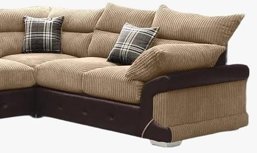 Modern 5-Seater L-Shape Jumbo Cord Corner Sofa High Back Chrome Legs