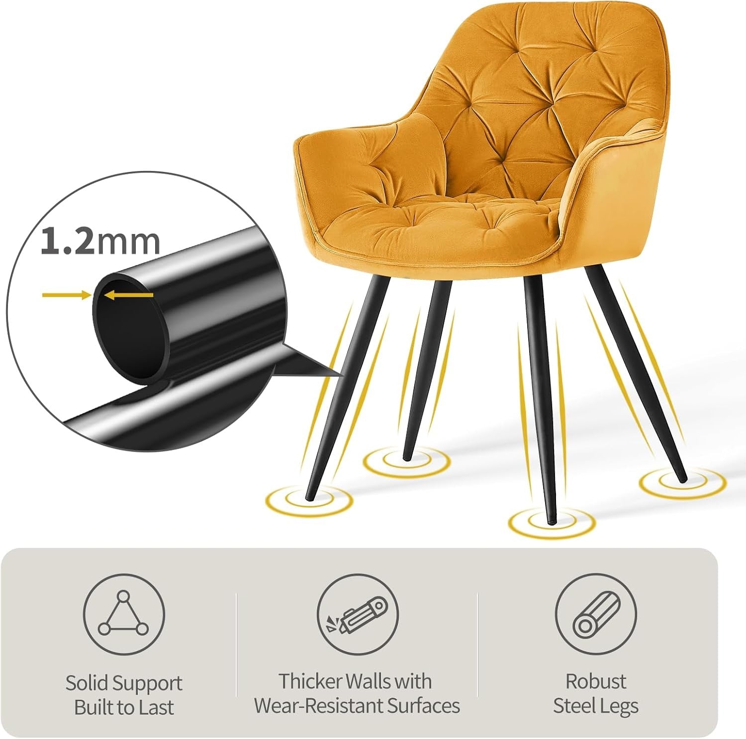 Yellow Velvet Tub Chair Dining Armchair Metal Legs