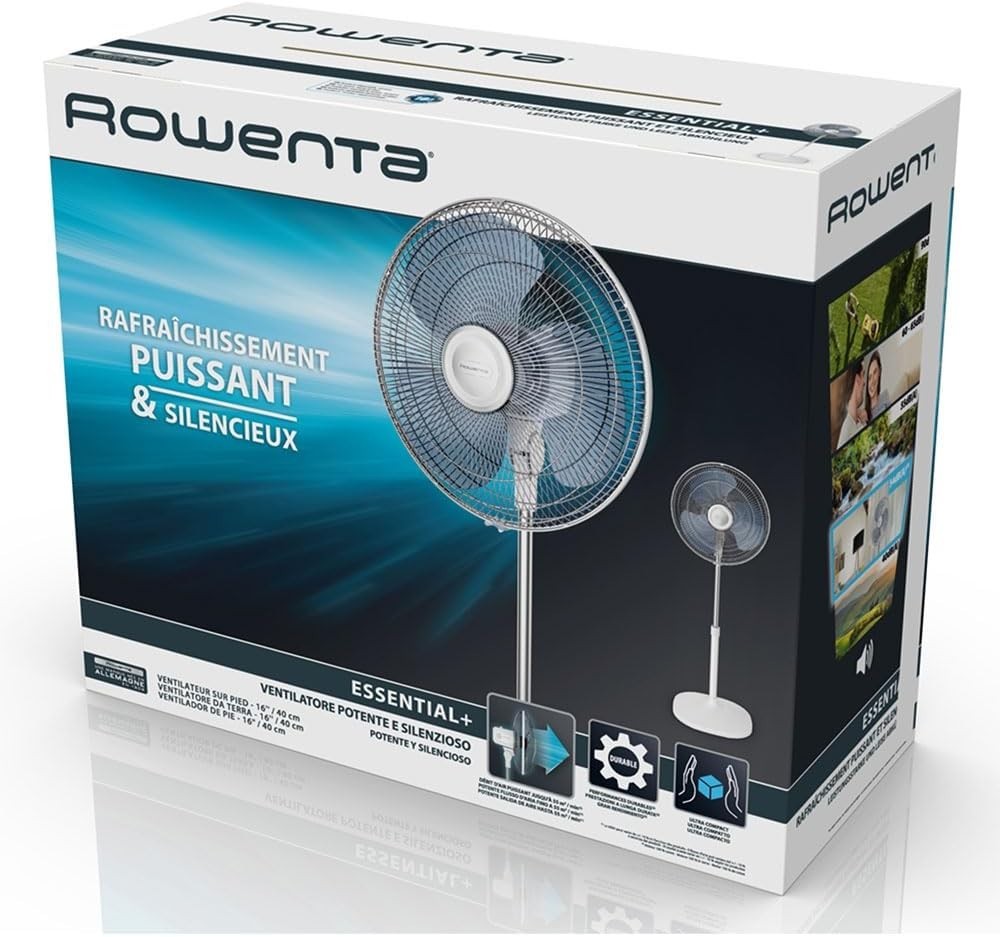 Quiet 3-Speed Standing Fan with Remote – Adjustable Height & Oscillation White