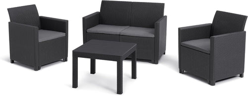 4 Seater Rattan Garden Sofa Set w/ Chairs, Table & Cushions Outdoor