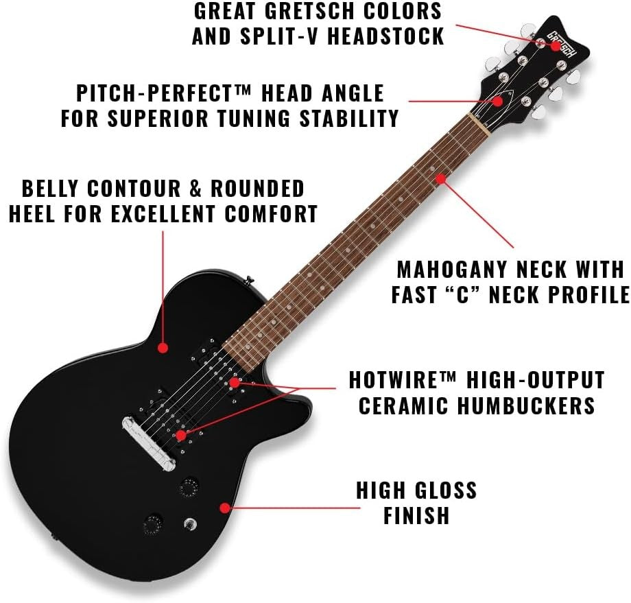 Single Cut Electric Guitar HH Laurel Fingerboard Black