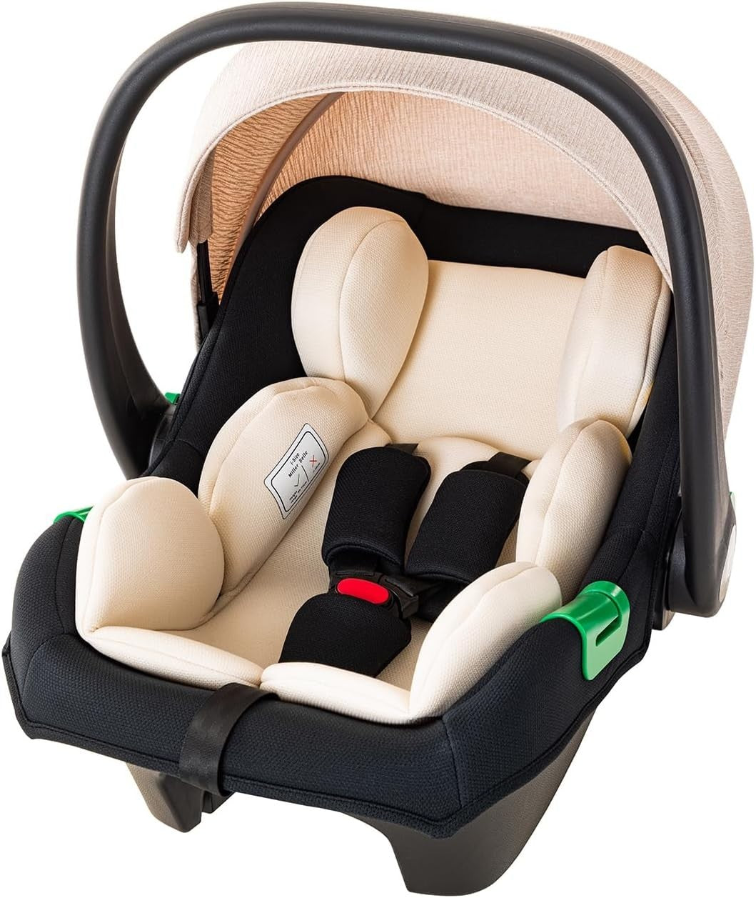 Cream 3in1 Baby Pram Travel System Foldable Pushchair Adjustable Handle 22kg