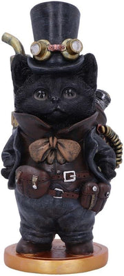 Steampunk Cat Figurine 19.5cm Resin Ornament Gothic Decor Hand Painted Statue