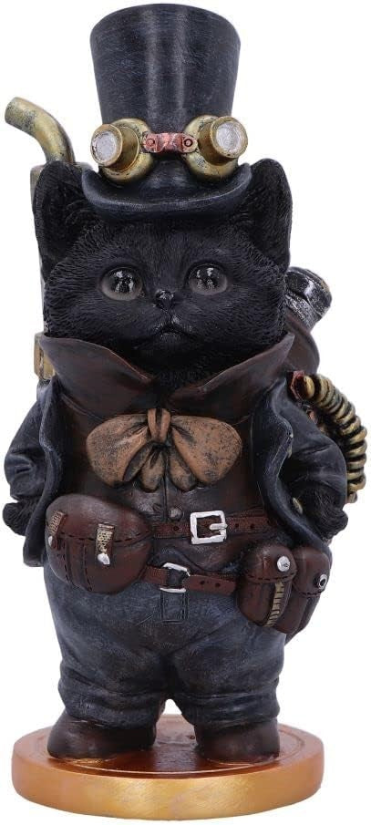 Steampunk Cat Figurine 19.5cm Resin Ornament Gothic Decor Hand Painted Statue