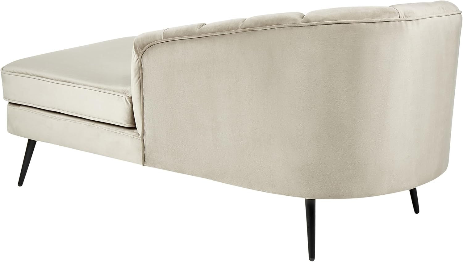 Beige Velvet Chaise Lounge Sofa | Left Hand, Modern Legs, Soft Upholstery