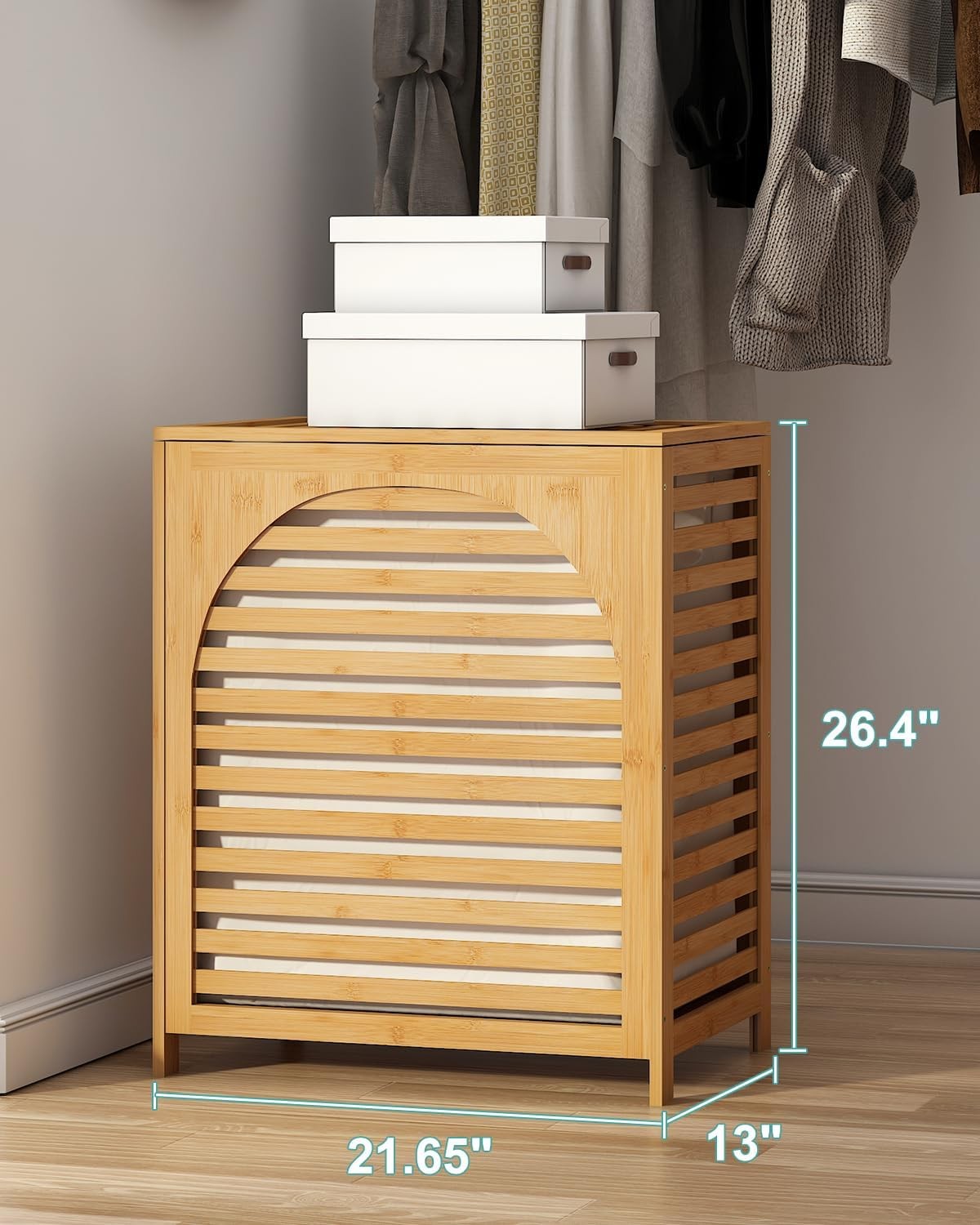 Natural Bamboo Laundry Hamper XL 103L with Lid & Removable Liner | Ventilated Ba