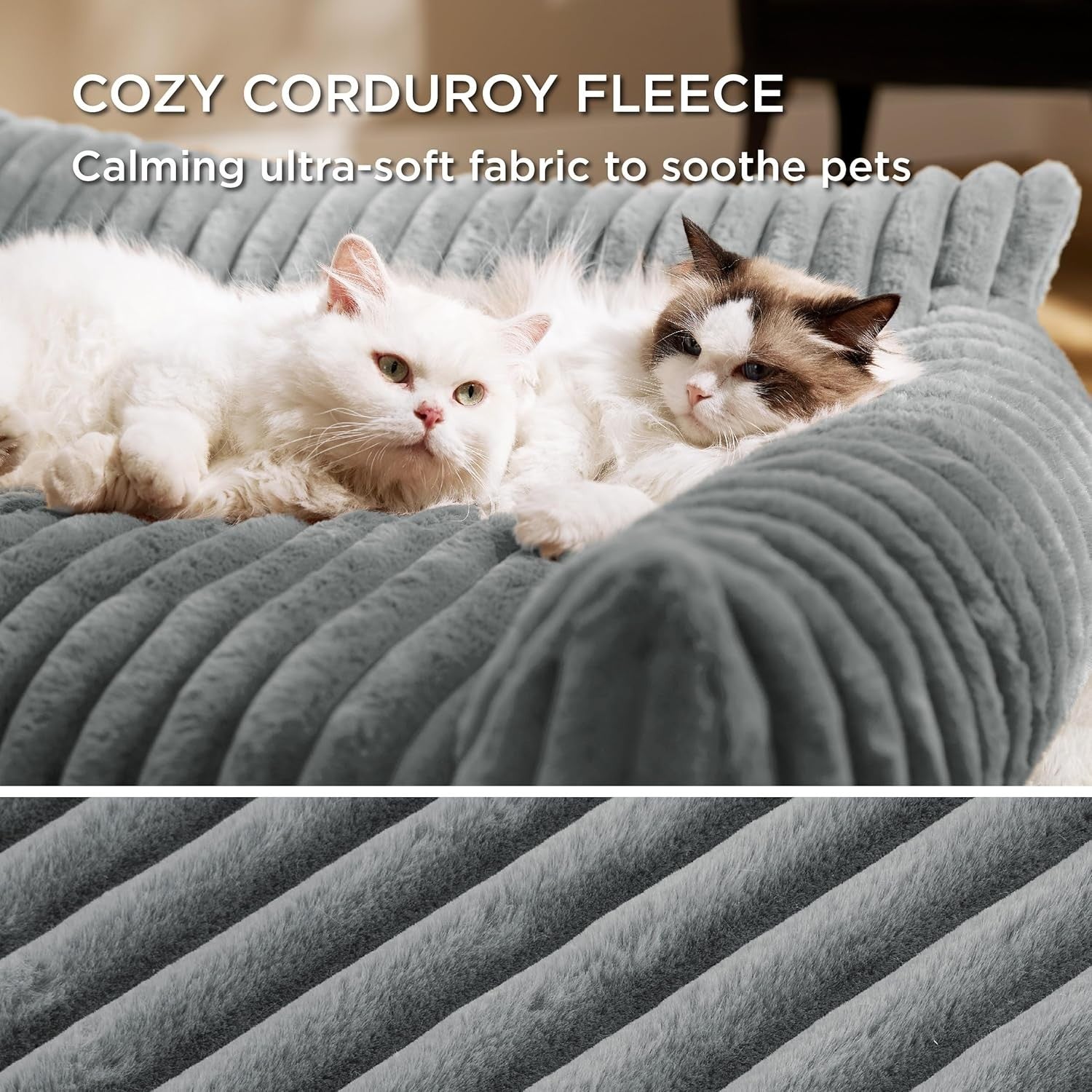 Orthopedic Dog Sofa Bed Washable Faux Fur Pet Couch 76cm Non Slip