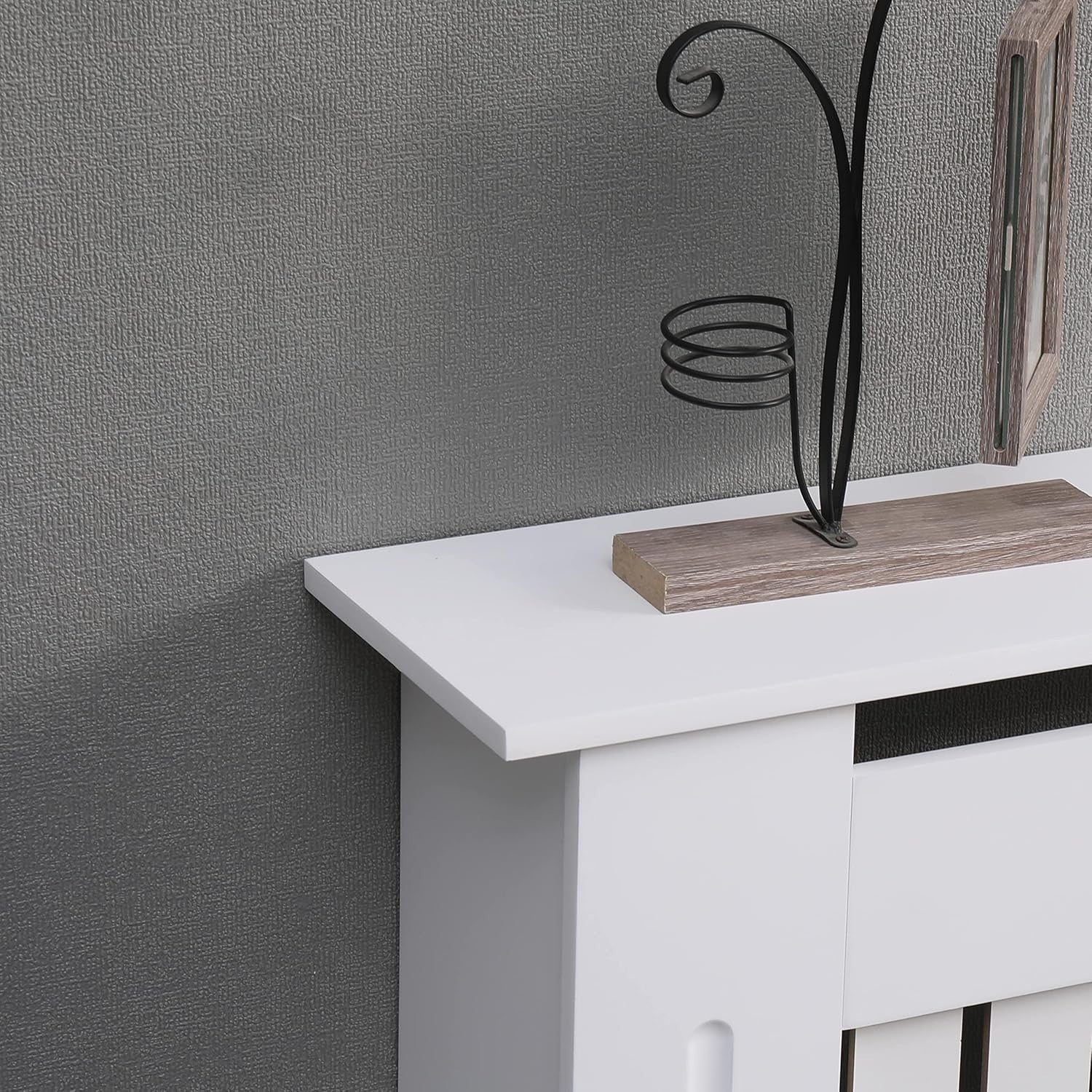 Large White Radiator Cover | Modern MDF Vertical Slat Cabinet – Elegant Design