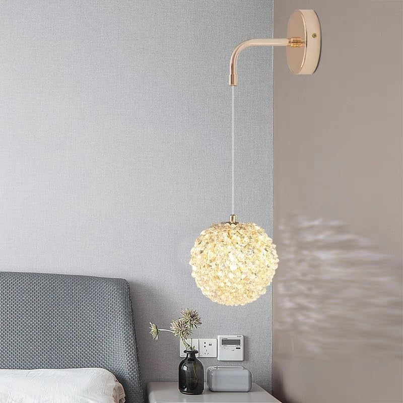Elegant Crystal Wall Sconce Light with K9 Lampshade, Adjustable G9 Bulb