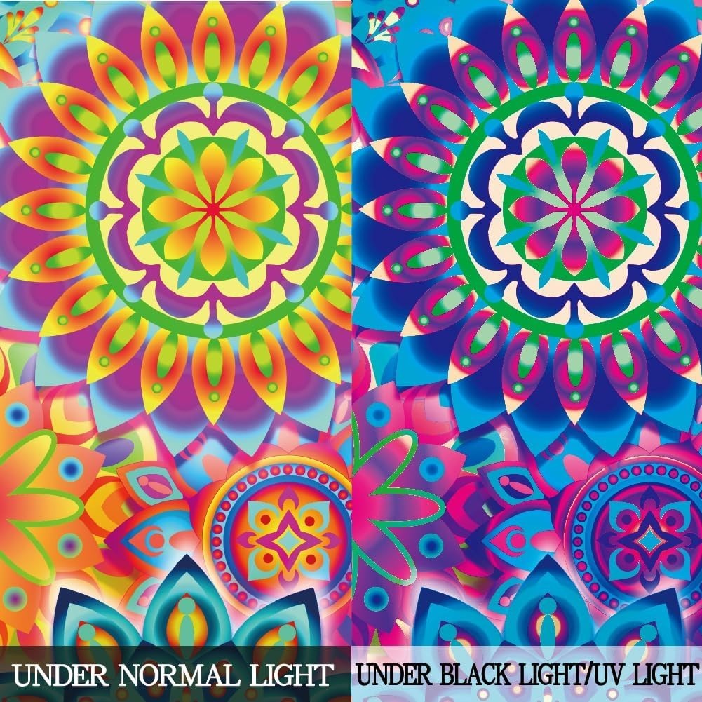 2-Pack Boho UV Blacklight Tapestry 52"x13" Vertical Wall Decor