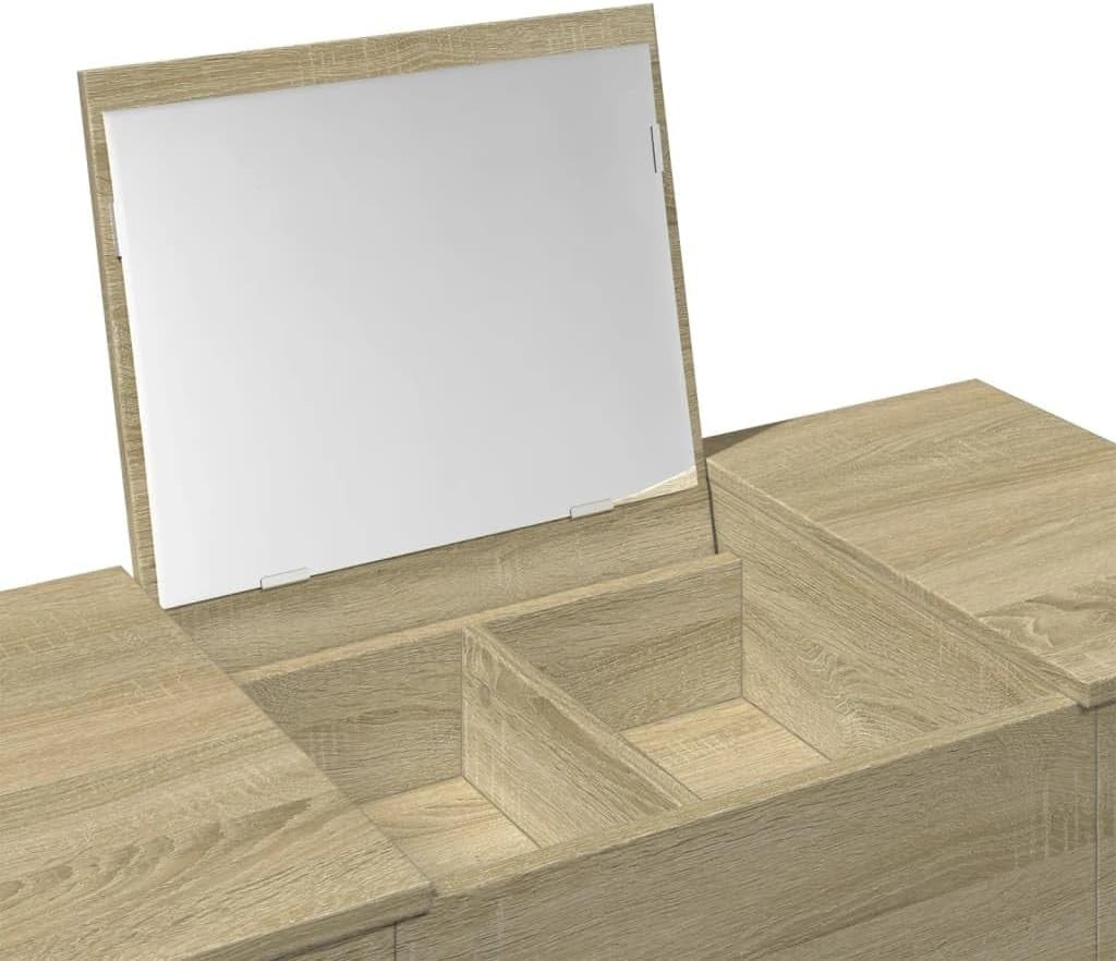 Vanity Dressing Table Sonoma Oak Mirror Storage Bedroom Beauty Station