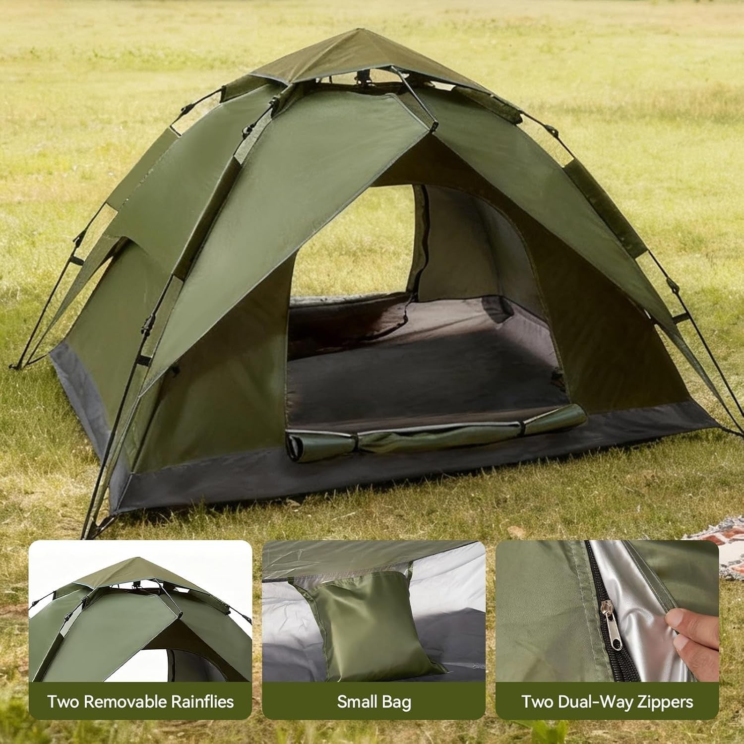 2-3 Man Pop Up Camping Tent Waterproof Double Layer