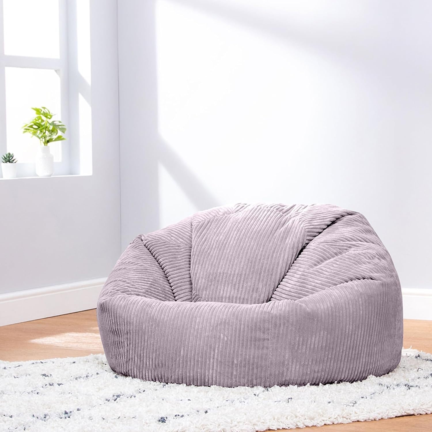 Large Cord Bean Bag Chair Set of 2 | Adult Lounger Seat for Home