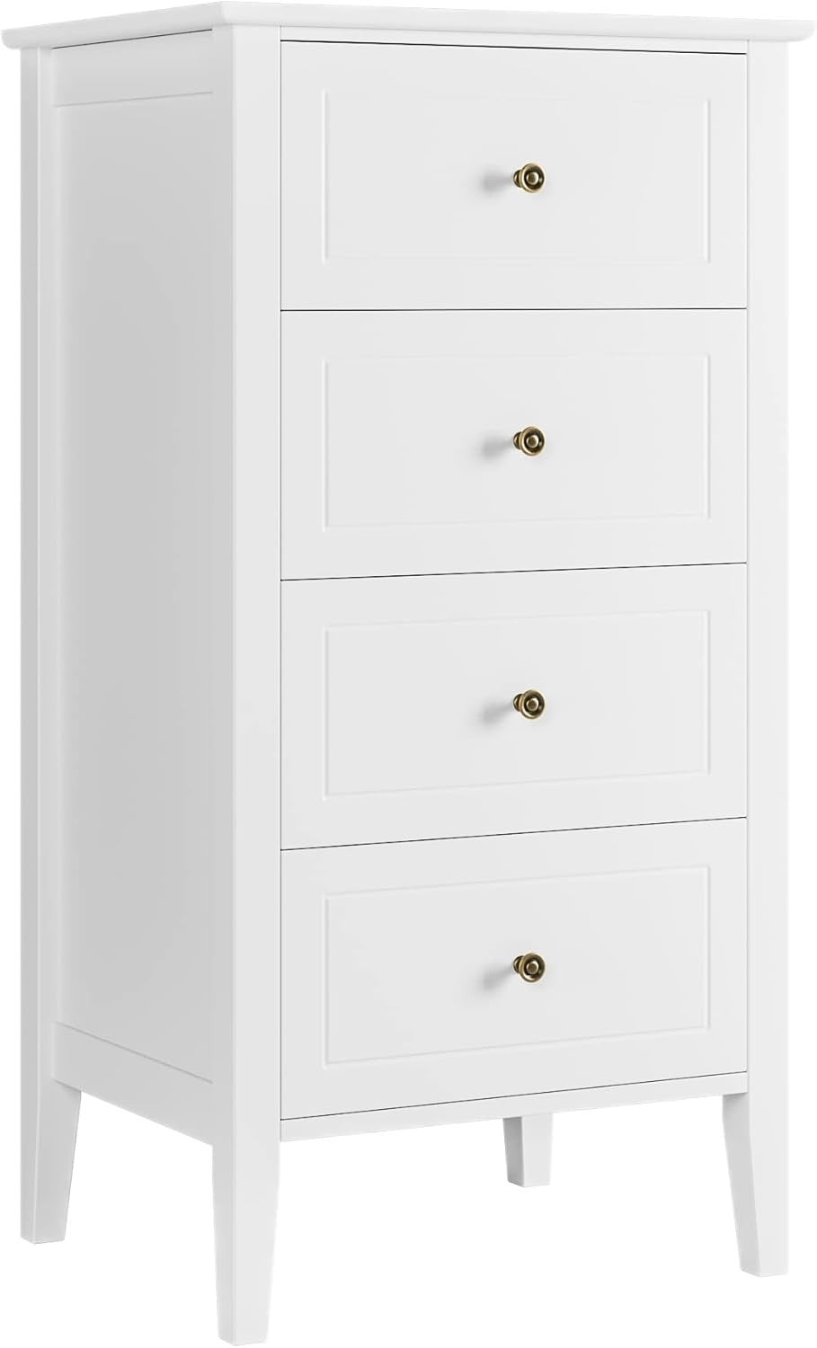 White Chest of Drawers 4 Drawer Tall Narrow Storage Unit Bedroom Modern