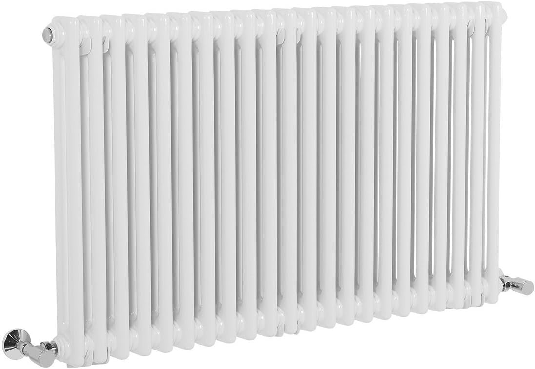 Double Column Horizontal Radiator 600x1010mm White Cast Iron Style