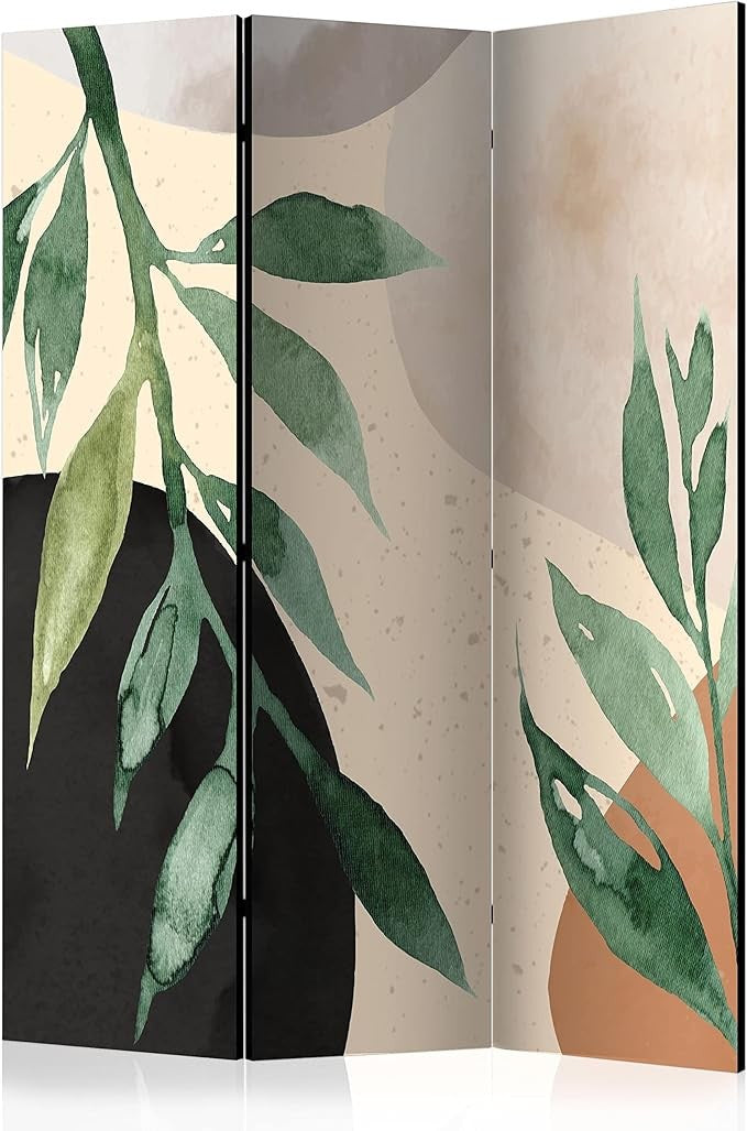Nature Leaf Folding Room Divider 3 Panel Canvas Privacy Screen 135x172cm