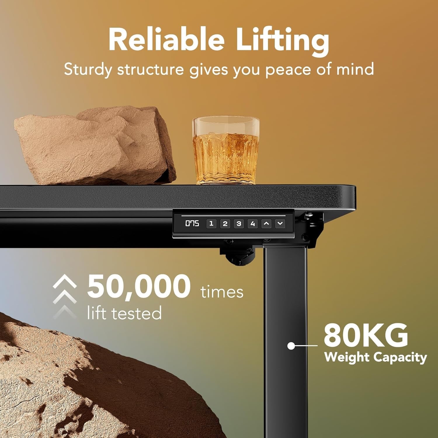 Electric Standing Desk Height Adjustable Sit Stand Home Office 80x48cm