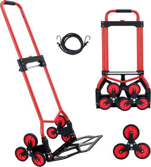 Stair Climbing Hand Truck 330lb Foldable Dolly 6 Wheel Heavy Duty Cart