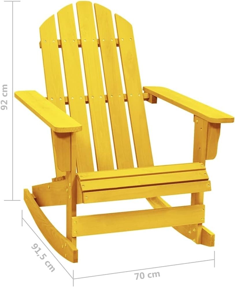 Yellow Outdoor Wooden Rocking Chair, Durable, Weatherproof, Indoor/Outdoor
