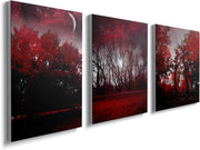 Abstract Red Tree Canvas Wall Art Framed Modern