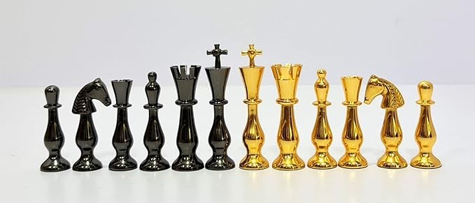 Luxury 3.5" Brass Chess Pieces Set – Weighted Metal Chessmen for 10–16" Boards