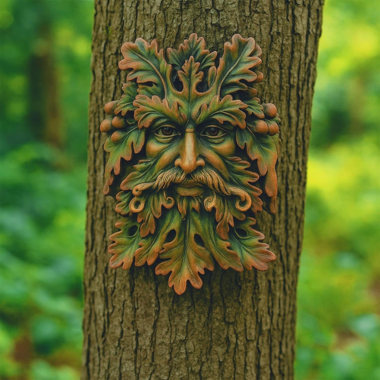 Celtic Green Man Wall Plaque | Resin Tree Spirit Sculpture for Garden & Home