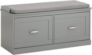 Grey Hallway Shoe Bench with Cushion – 98x37x49cm Storage Seat, 150kg Load