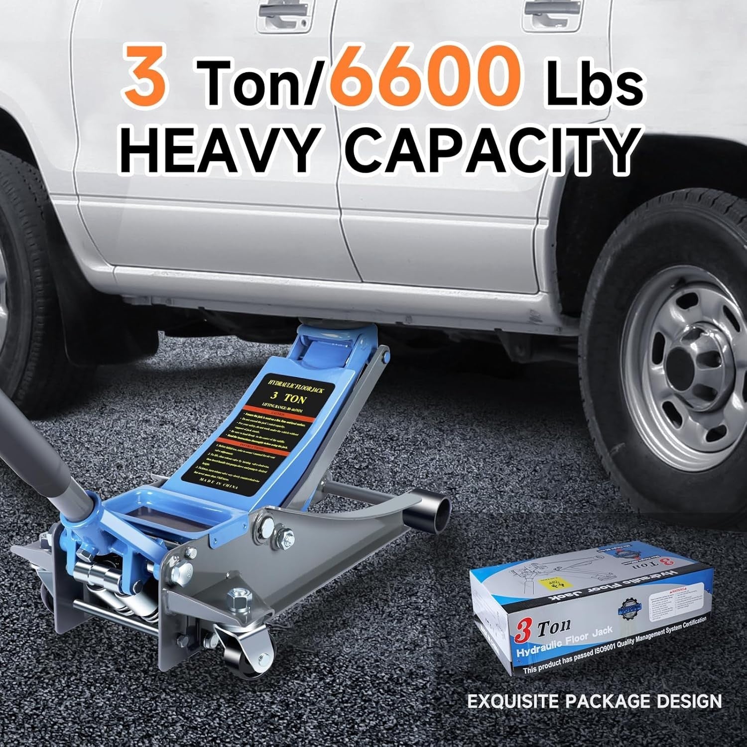 3 Ton Low Profile Hydraulic Floor Jack Aluminum Steel Fast Lift Car SUV 6600lbs