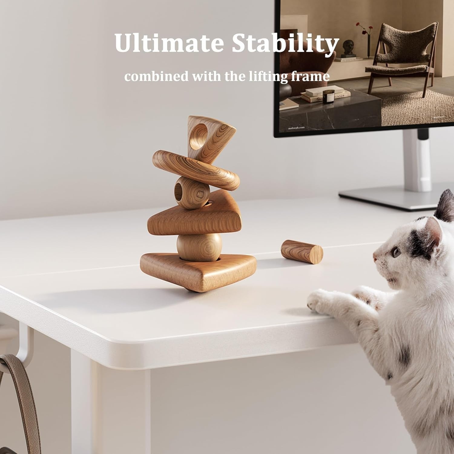 White Electric Standing Desk 140x60cm Adjustable Sit Stand Home Office Table