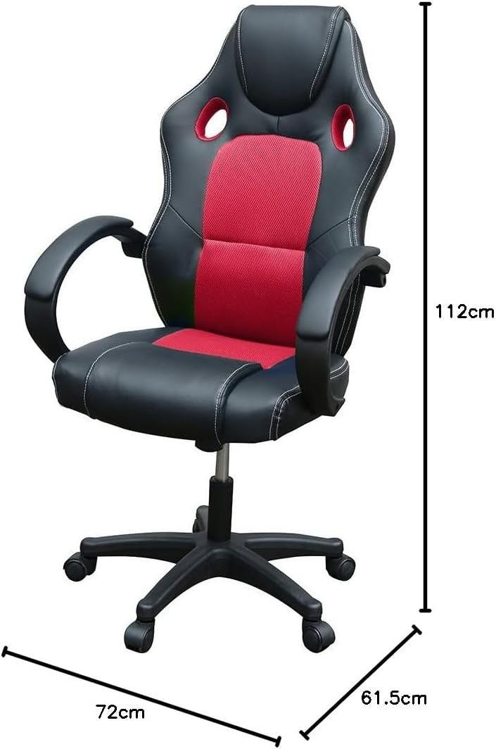 Racing Style Gaming Chair PU Leather Ergonomic Swivel Desk Red