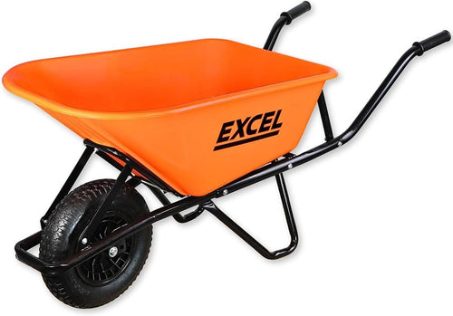 100L Orange Wheelbarrow – HDPE Tub w/ Reinforced Steel Frame & Air Tyre 150kg