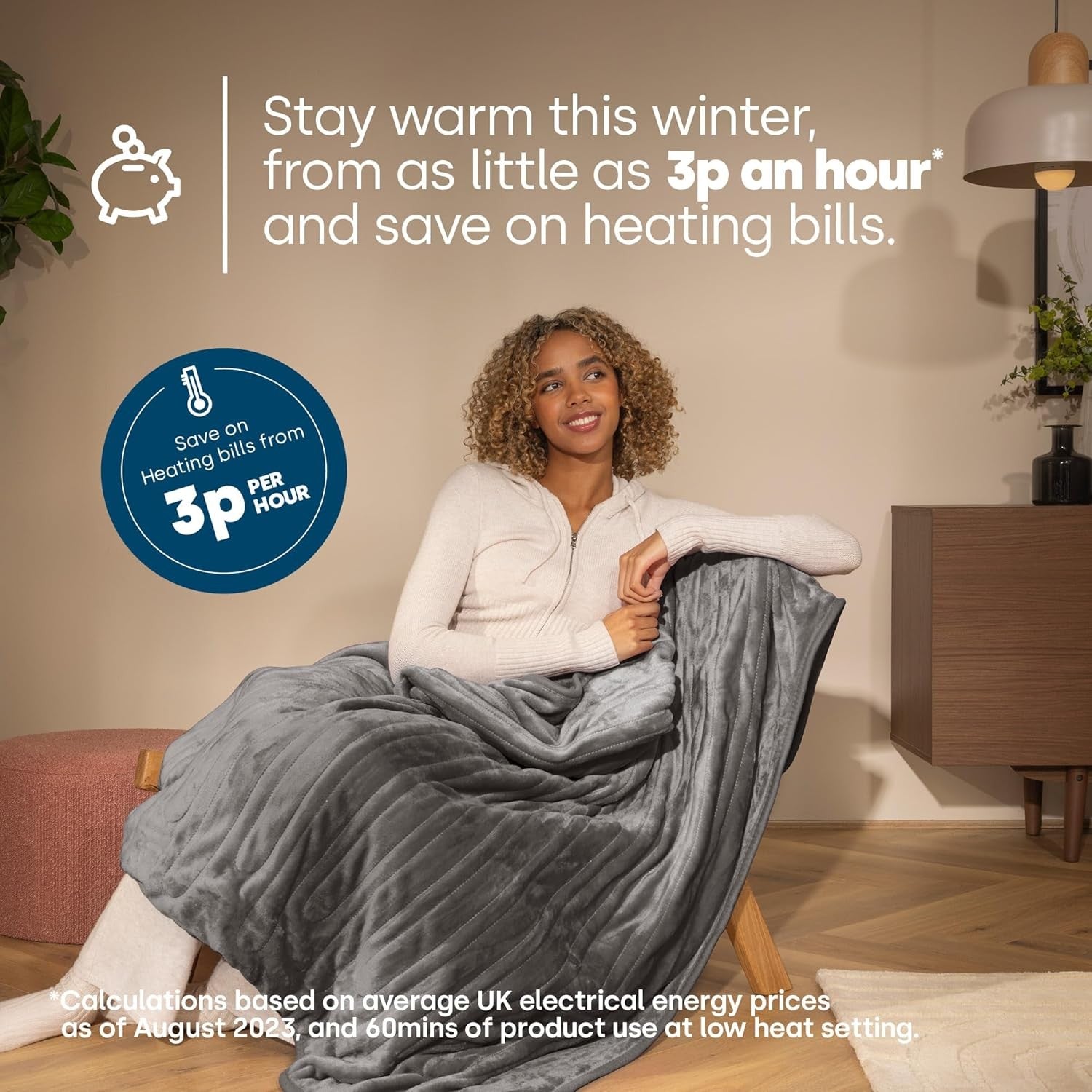 Electric Heated Throw Blanket 9 Heat Settings Soft Fleece 160x130cm