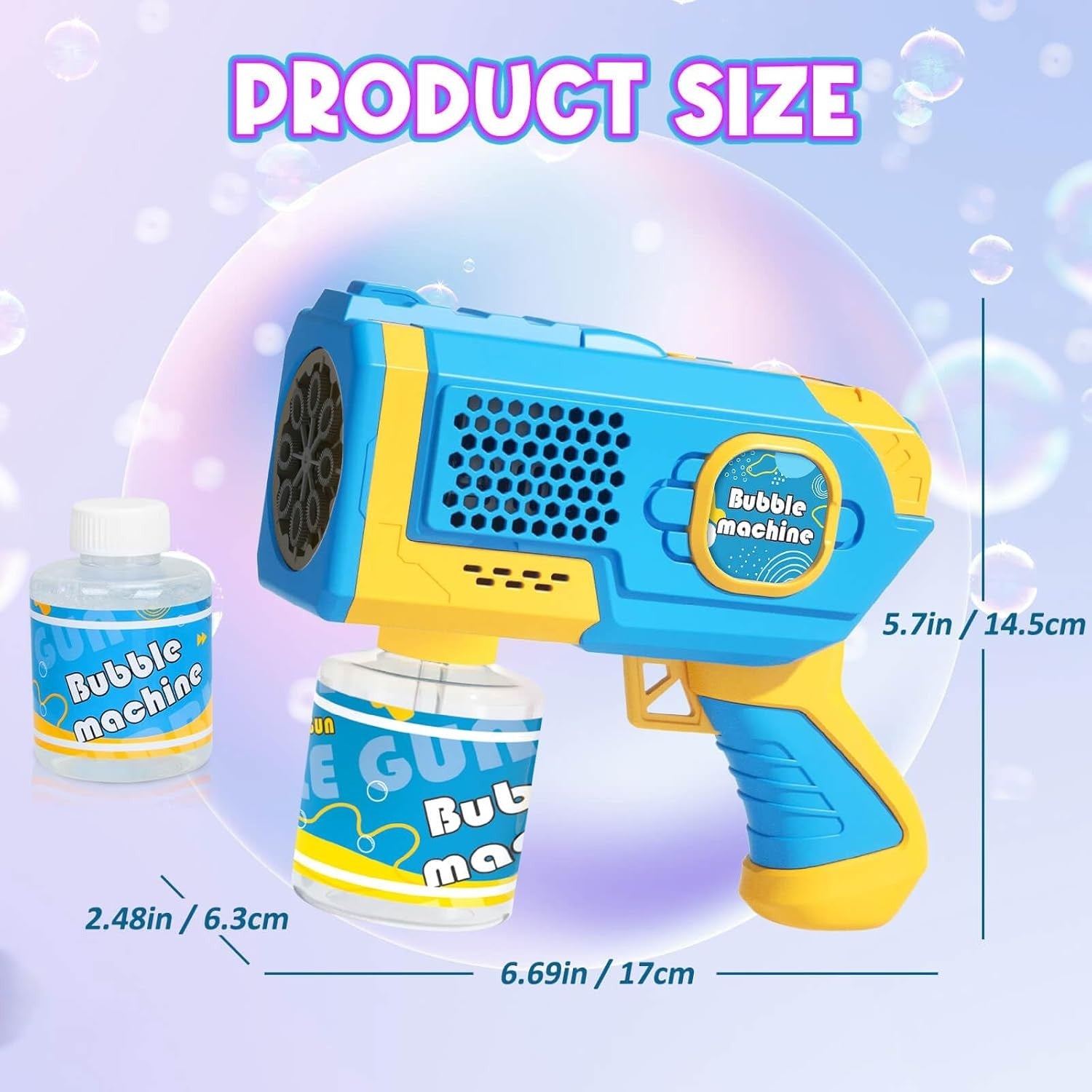 Kids Bubble Gun Light Up 8 Hole Bubble Blower Toy Blue