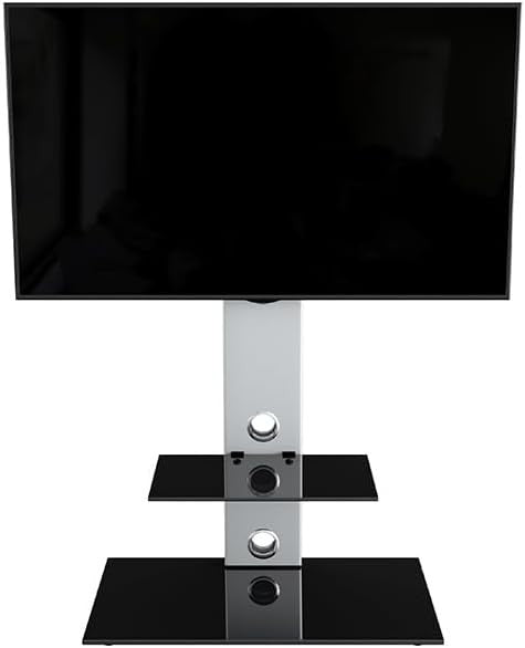 TV Floor Stand Mount for 32-65” Screens Glass Shelves Cable Tidy