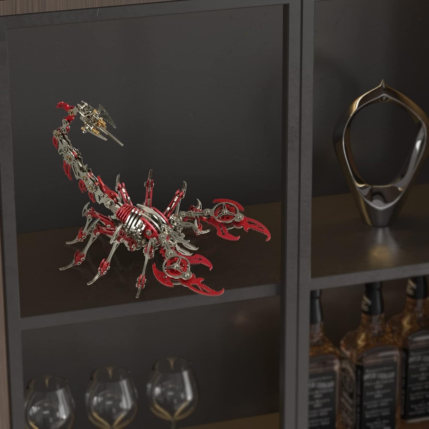 3D Metal Scorpion Puzzle Kit 454PCS Red DIY Mechanical Model Gift