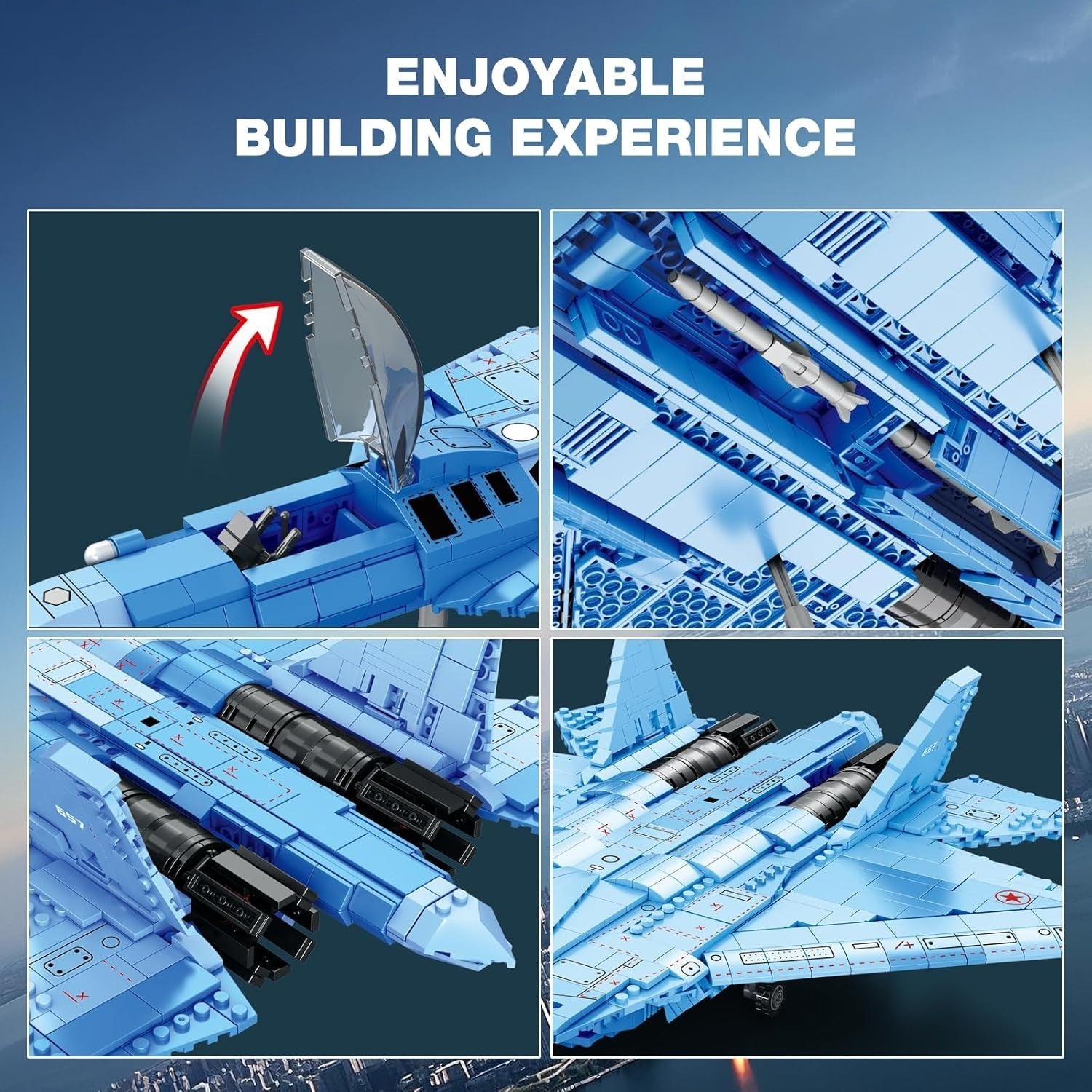 Fighter Jet Model Kit 1456pcs Military Aircraft Block Set Adults 14+