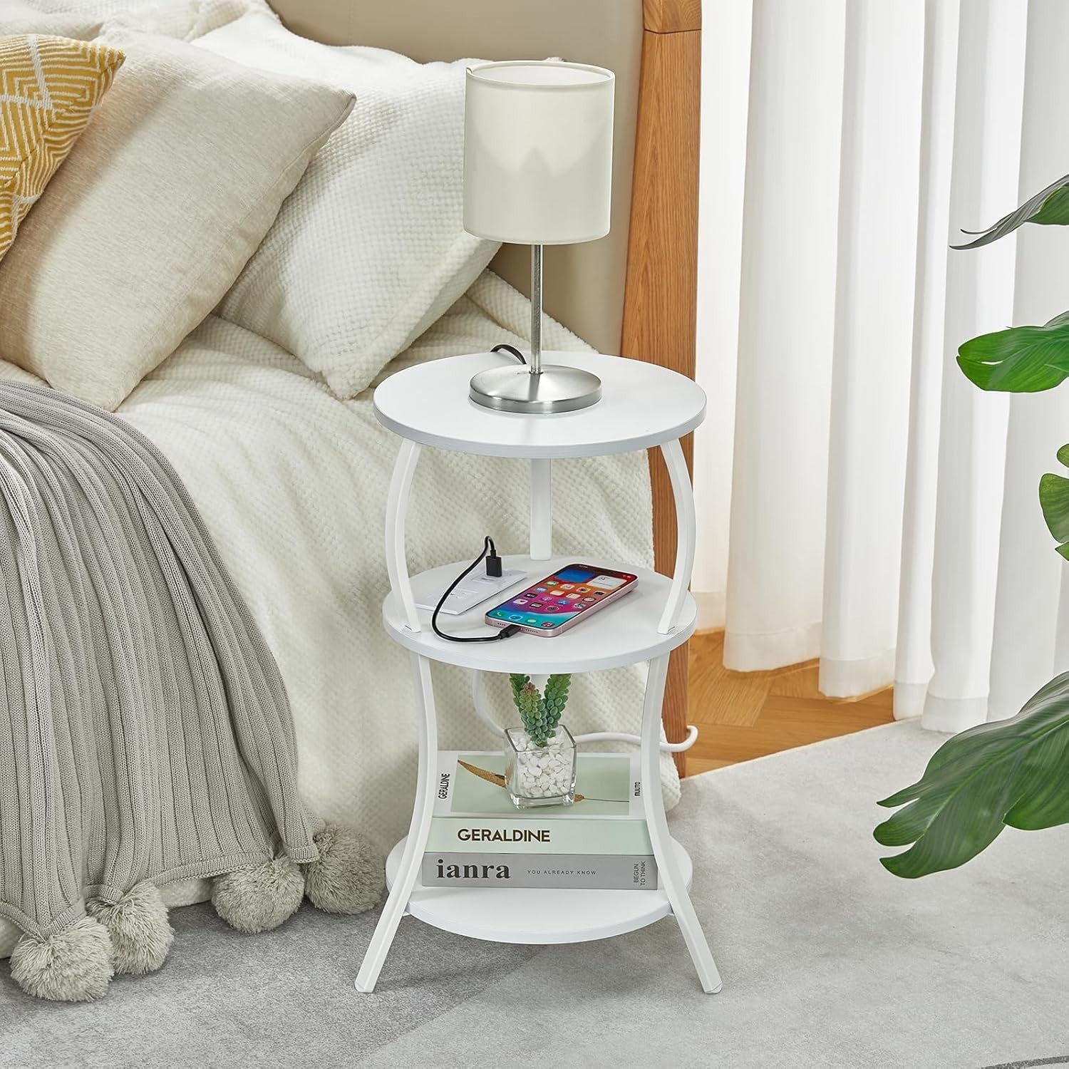 3-Tier Round Side Table with Storage Shelves – Sturdy, Stylish & Space-Saving