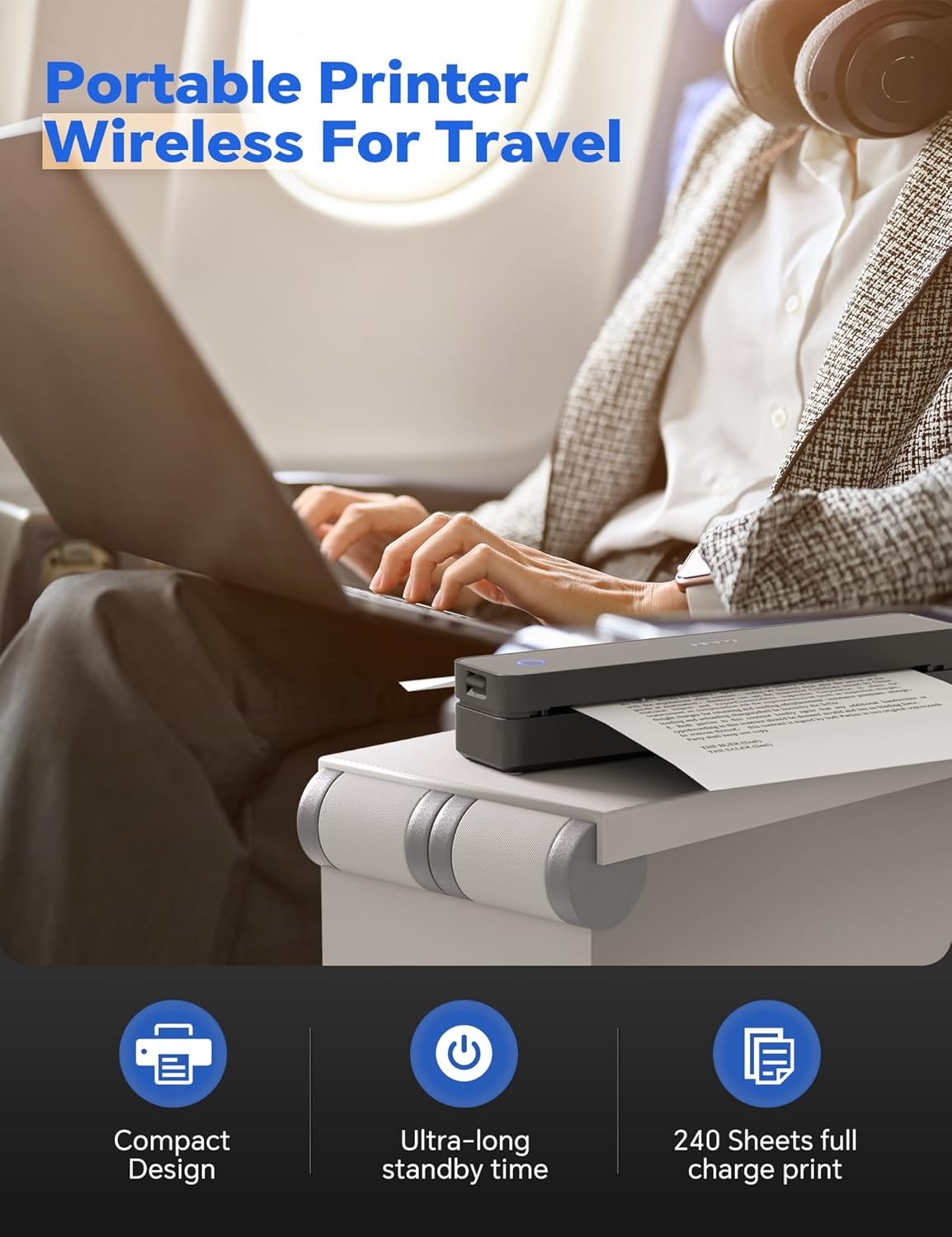 Portable Thermal Printer A4 – Wireless Bluetooth Inkless Printer