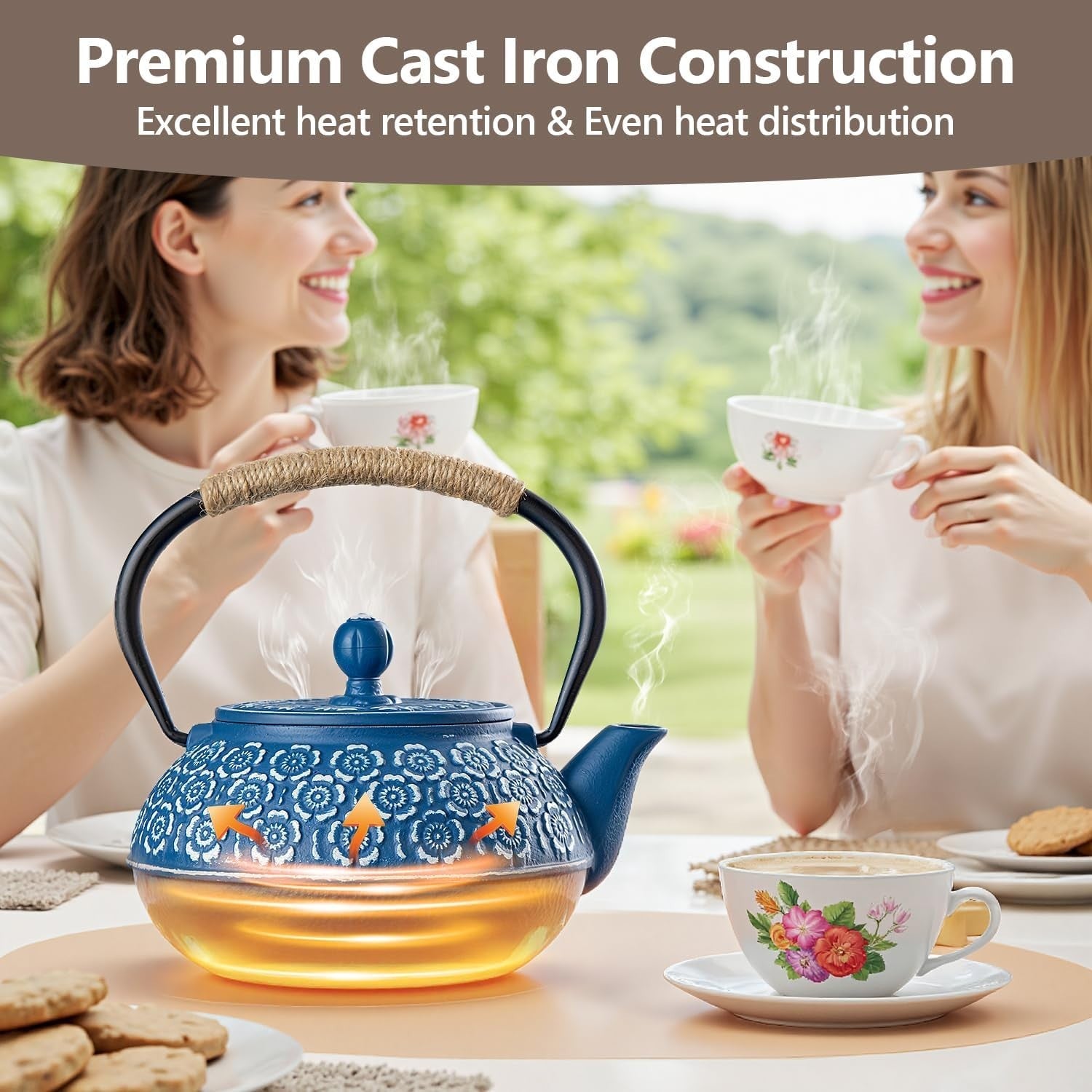Japanese Cast Iron Tetsubin Tea Kettle 900ml Teapot Infuser Stovetop
