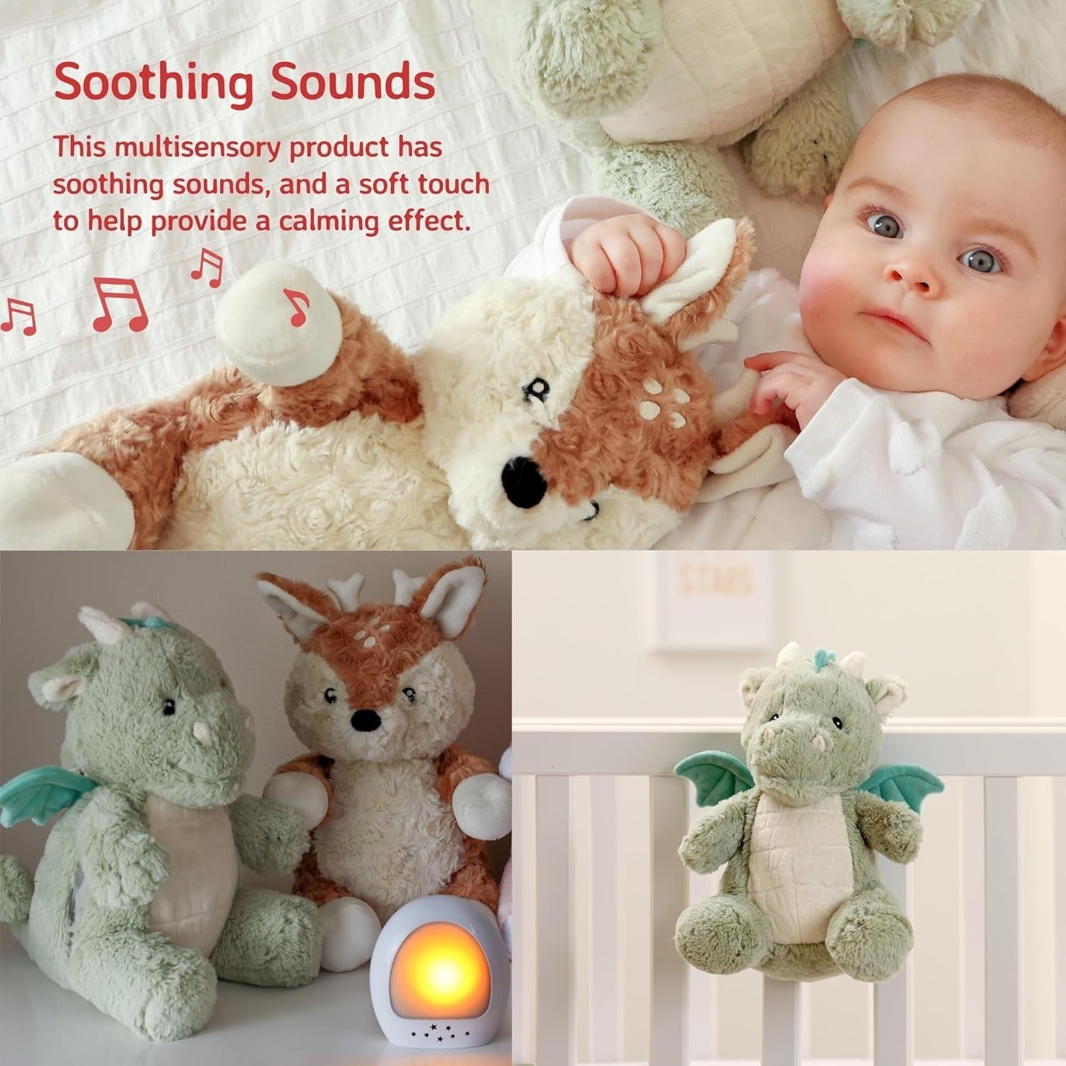 Drake the Dragon Plush Night Light White Noise Baby Sleep Aid