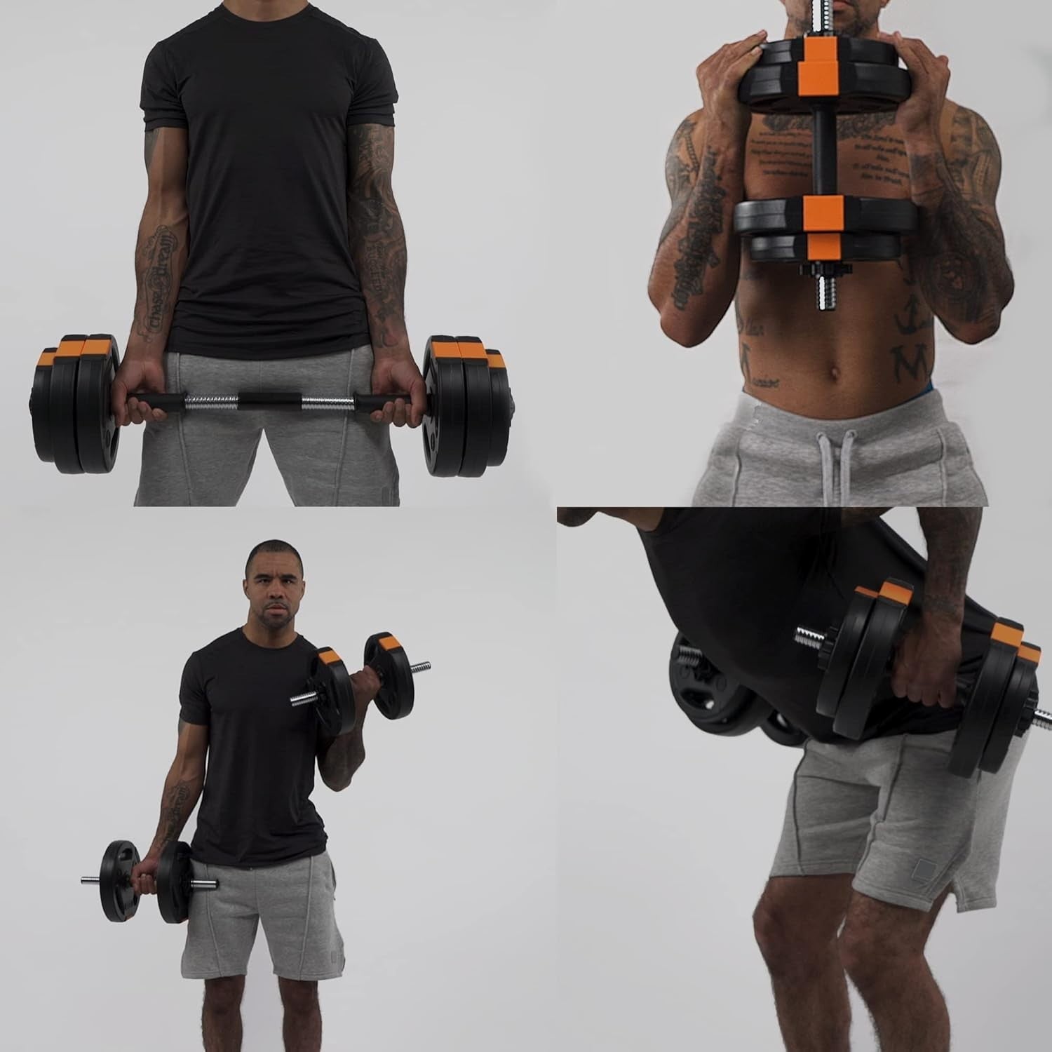 2-in-1 Adjustable Dumbbell Barbell Set Up to 15kg Home Gym Strength Weights
