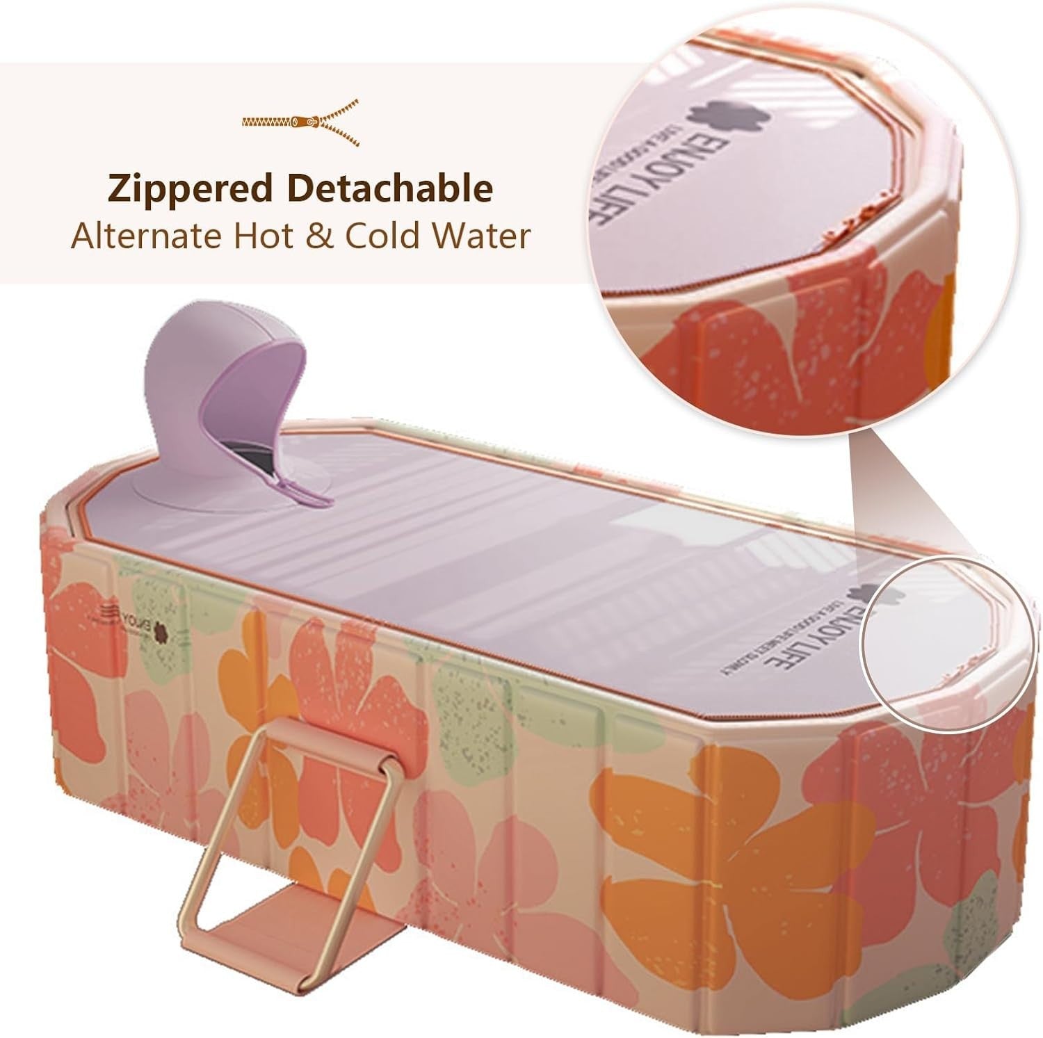 Foldable Portable Bathtub SPA Sauna Ice & Hot Bath 1.5m Pink 1-2 People