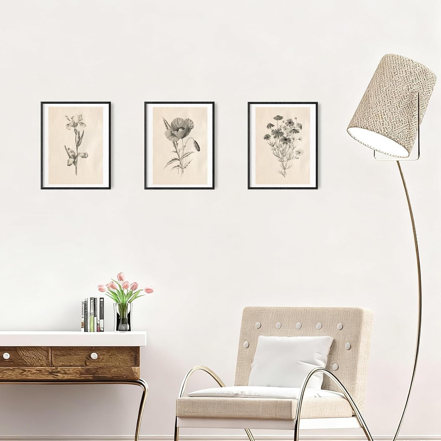 Vintage Botanical Wall Art Prints Set 6pc 8x10in Unframed